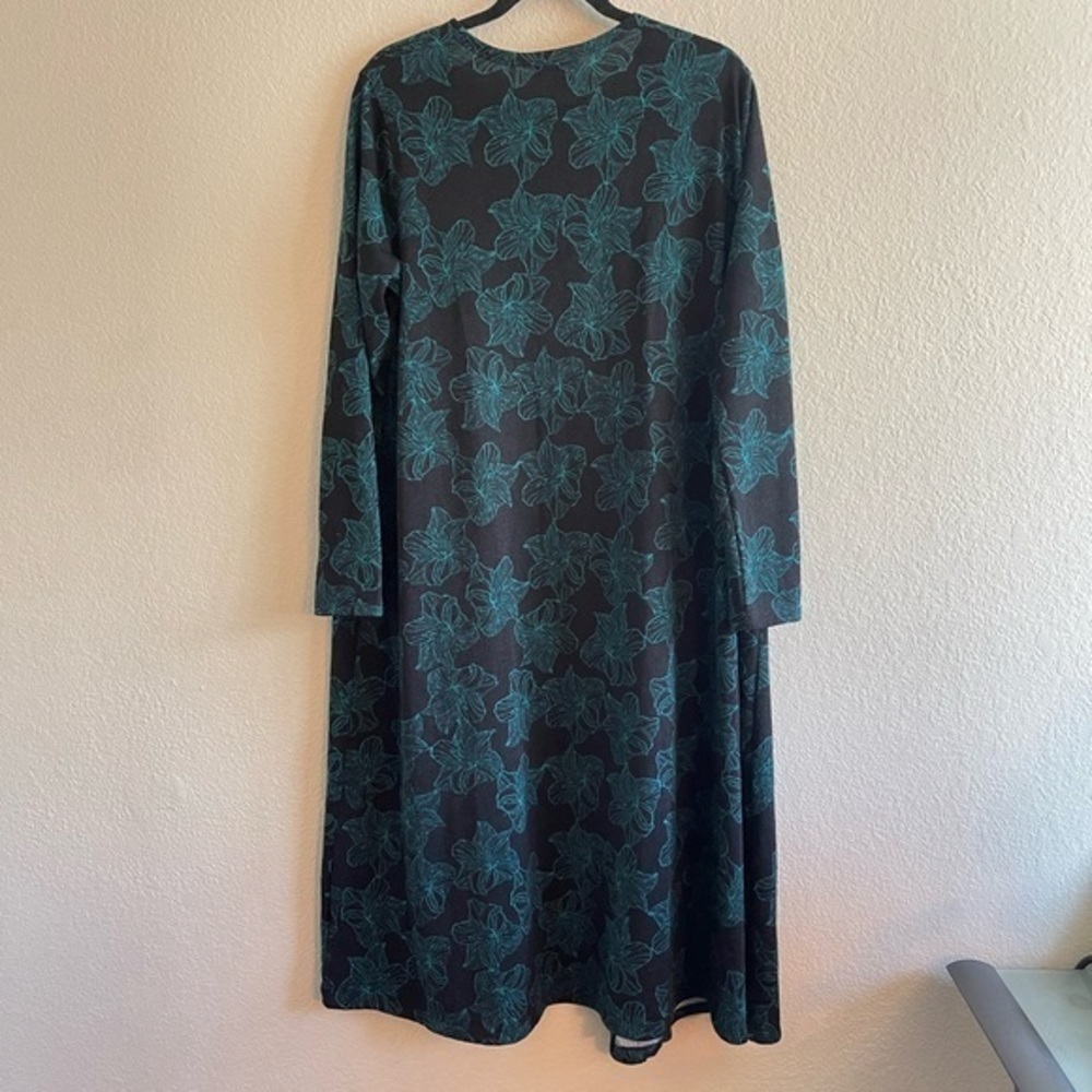 LuLaRoe Longline Sarah Cardigan Open Black Green Floral Women's Size Large - Picture 10 of 10